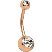 Load image into Gallery viewer, 14G 1/2 Double Gem Rose Gold Plated Belly Ring
