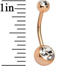Load image into Gallery viewer, 14G 1/2 Double Gem Rose Gold Plated Belly Ring

