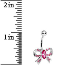 将图片加载到图库查看器，Pink Gem Glamour Bow Belly Ring
