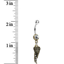 将图片加载到图库查看器，Clear Gem Happy Hearts Angel Wings Belly Ring
