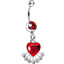将图片加载到图库查看器，Red Gem Queen Ruby Heart Dangle Belly Ring
