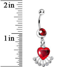 将图片加载到图库查看器，Red Gem Queen Ruby Heart Dangle Belly Ring
