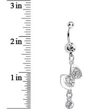 将图片加载到图库查看器，Clear Gem Tilted Tuxedo Bowtie Dangle Belly Ring
