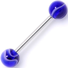 Load image into Gallery viewer, Blue MARBLE Barbell Tongue Ring
