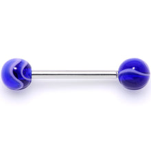 Load image into Gallery viewer, Blue MARBLE Barbell Tongue Ring
