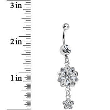 Load image into Gallery viewer, Clear Gem Child of Flower Double Dangle Belly Ring
