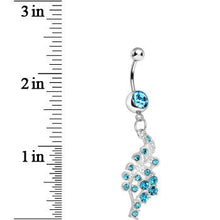 将图片加载到图库查看器，Aqua Gem Icy Winter Branch Dangle Belly Ring

