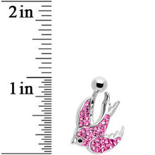 将图片加载到图库查看器，Pink Gem Soaring  Bird Belly Ring
