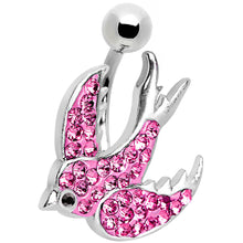 将图片加载到图库查看器，Pink Gem Soaring  Bird Belly Ring
