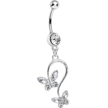 将图片加载到图库查看器，Clear Gem Love Butterfly Dangle Belly Ring
