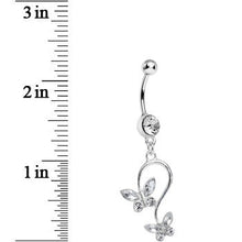 将图片加载到图库查看器，Clear Gem Love Butterfly Dangle Belly Ring
