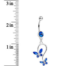 将图片加载到图库查看器，Blue Gem Love Butterfly Dangle Belly Ring
