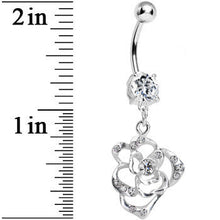 Load image into Gallery viewer, Crystalline Gem Heavenly Hollow Rose Flower Dangle Belly Ring
