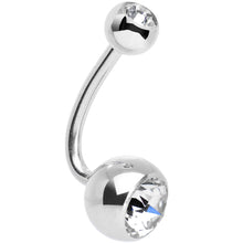 将图片加载到图库查看器，Double Clear J-Curve Belly Ring Created with Crystals
