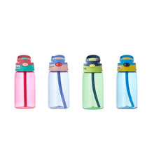 将图片加载到图库查看器，480ML Children's Straw Cup Plastic Water Bottles Baby Cartoon Creative Student Kettle Water Bottles School Kids Leakproof Water Jug with Straw Lid, Outdoor Drinking Bottle, for Fitness, Gym and Outdoor Sports
