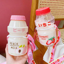 Load image into Gallery viewer, 480ml Plastic Water Bottle Tour Drinking Bottle  Shape Cute Lovely Milk Carton Shaker Bottle for Kids / Girl /Adult Glass Fruit Water Bottle Without 480ml BPA Pretty Water Bottles of Strawberry Milk Heat Resistant Water Bottles
