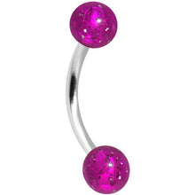 Load image into Gallery viewer, 16G 5/16 Magenta Acrylic Glitter Eyebrow Ring
