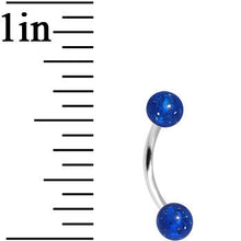 Load image into Gallery viewer, 16G 5/16 Blue Acrylic Glitter Eyebrow Ring
