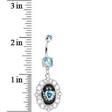 Load image into Gallery viewer, Aqua Gem Fantasy in Bloom Light Blue Rose Flower Dangle Belly Ring
