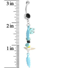 将图片加载到图库查看器，Black Gem Elements of Nature Feather Dangle Belly Ring
