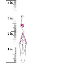 Load image into Gallery viewer, Pink Gem Inverted V Bead and Chains Chandelier Belly Ring
