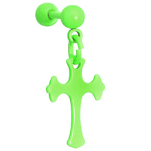 将图片加载到图库查看器，16G Green Cross Tragus Cartilage Dangle Earring
