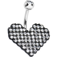 Load image into Gallery viewer, Clear Gem Paved Black Valentine Heart Belly Ring

