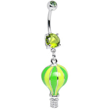 Load image into Gallery viewer, Green Gem Yellow and Green Neon Hot Air Balloon Dangle Belly Ring
