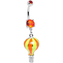 Load image into Gallery viewer, Orange Gem Yellow and Orange Neon Hot Air Balloon Dangle Belly Ring
