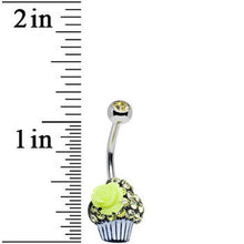 将图片加载到图库查看器，Yellow Gem Paved Rose Flower Topped Cupcake Belly Ring
