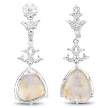 Load image into Gallery viewer, 15.97 Carat Genuine Golden Rutile And White Topaz .925 Sterling Silver Earrings
