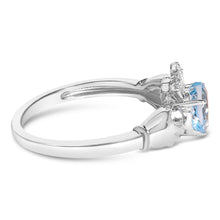 将图片加载到图库查看器，Sterling Silver Blue Topaz Heart Claddagh Ring
