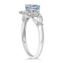 将图片加载到图库查看器，Sterling Silver Blue Topaz Heart Claddagh Ring
