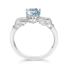 将图片加载到图库查看器，Sterling Silver Blue Topaz Heart Claddagh Ring
