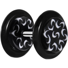 Load image into Gallery viewer, Black White Trippy Flower Tribal Cheater Plug Set
