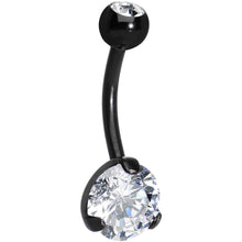 Load image into Gallery viewer, CZ Clear Black Titanium IP Belly Ring
