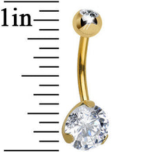 Load image into Gallery viewer, CZ Clear Gold Titanium IP Belly Ring
