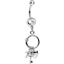 Load image into Gallery viewer, Clear Gem Lucky Charm Ring Dangle Belly Ring
