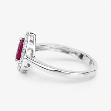 Load image into Gallery viewer, 0.92 Carat Genuine Ruby and White Diamond 14K White Gold Ring
