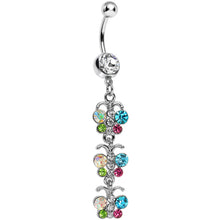 将图片加载到图库查看器，Clear Gem Triple Rainbow Baby Butterfly Dangle Belly Ring
