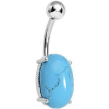 将图片加载到图库查看器，14mm Turquoise Oval Semi Precious Stone Belly Ring
