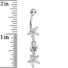 将图片加载到图库查看器，Clear Gem Star Flower with Rose Dangle Belly Ring
