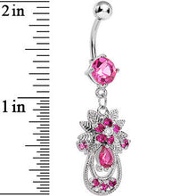 将图片加载到图库查看器，Pink Gem Entrancing Explosion Dangle Belly Ring
