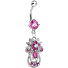 将图片加载到图库查看器，Pink Gem Entrancing Explosion Dangle Belly Ring

