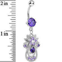将图片加载到图库查看器，Purple Gem Entrancing Explosion Dangle Belly Ring
