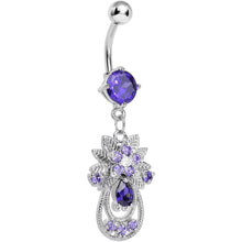 将图片加载到图库查看器，Purple Gem Entrancing Explosion Dangle Belly Ring
