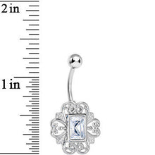 将图片加载到图库查看器，Clear Gem Filigree Frame Belly Ring
