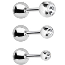 Load image into Gallery viewer, 16G 1/4 Clear Gem Cartilage Tragus Barbell Set of 3
