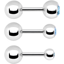 Load image into Gallery viewer, 16G 1/4 Aqua Gem Cartilage Tragus Barbell Set of 3
