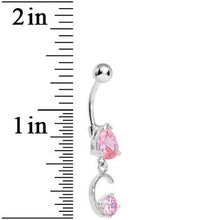 将图片加载到图库查看器，Pink Gem Teardrop Curlicue Dangle Belly Ring
